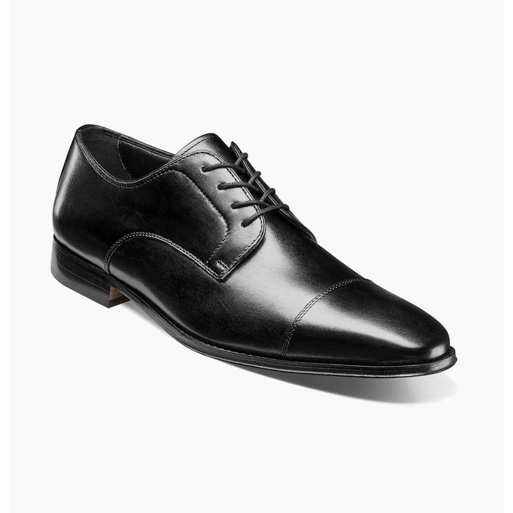 Florsheim Mens Black Leather Cap‎ Toe Derby Dress Shoes Size 12 D